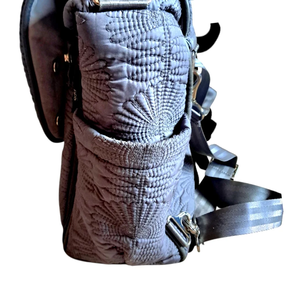 Petunia Pickle Bottom Convertible Diaper Bag GUC Slate Gray Changing Pad